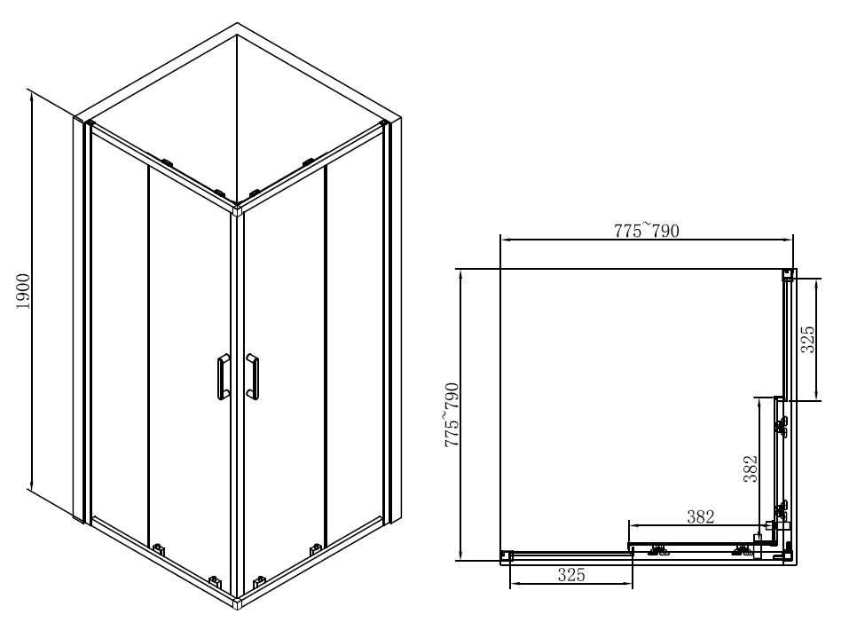 Душевой уголок Abber Schwarzer Diamant 80x80 квадратный, черный