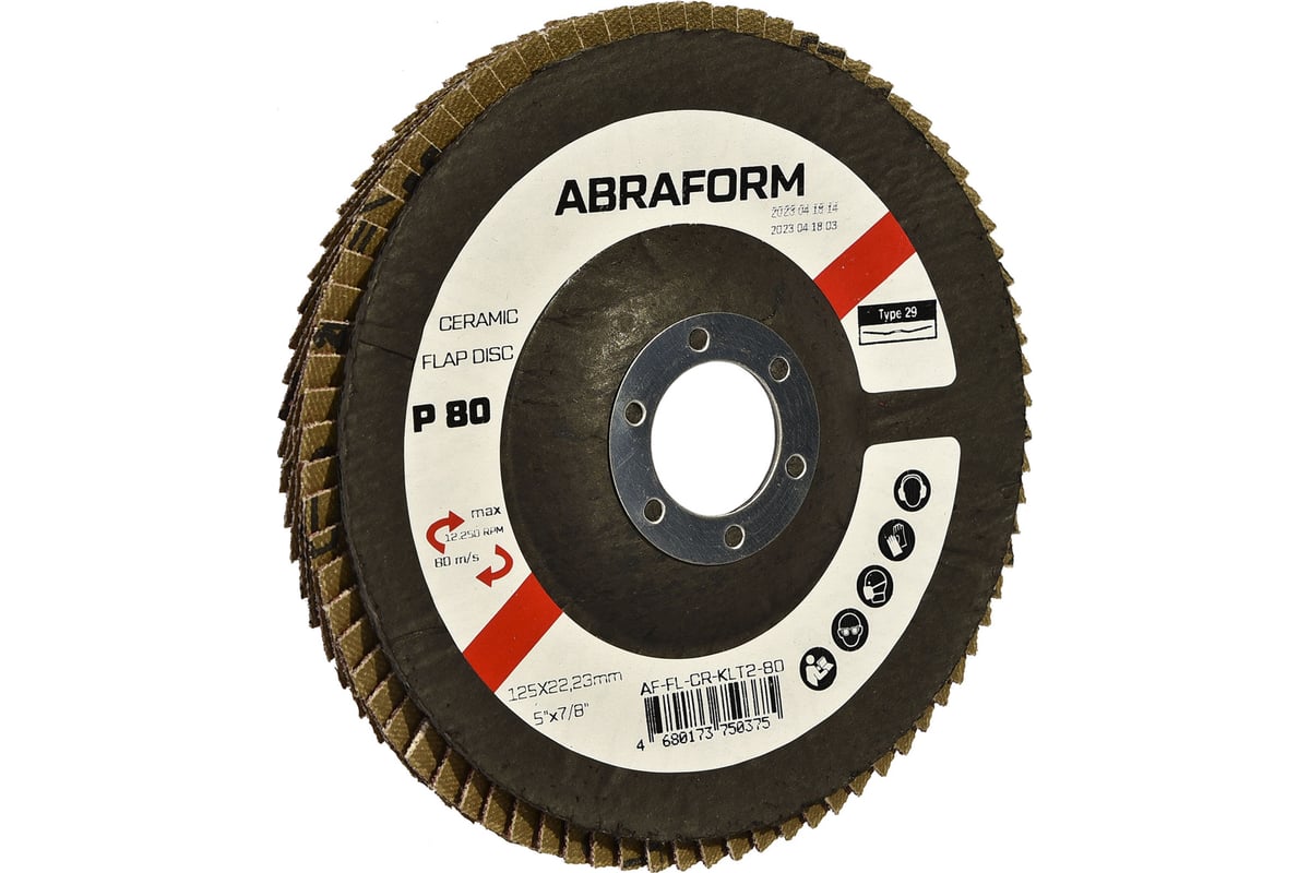 Круг лепестковый FlapLine CR, 125 мм, P80, угловой ABRAFORM AF-FL-CR-KLT2-80