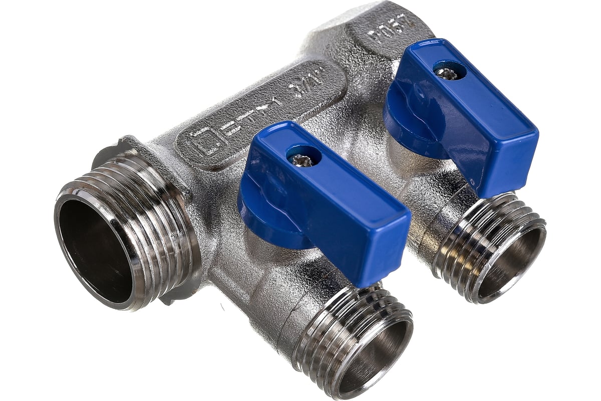 Коллектор СТМ 2 выхода, шаровой кран, наружная резьба, 3/4х1/2 C2MB3412