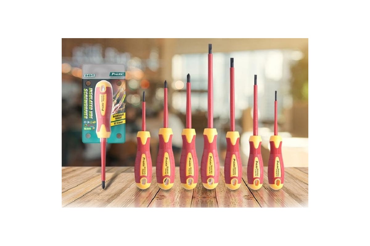 Диэлектрическая отвертка ProsKit SD-810-S2.5, аналог SD-800-S2.5, 1000 В, - 2.5x75 С00040182