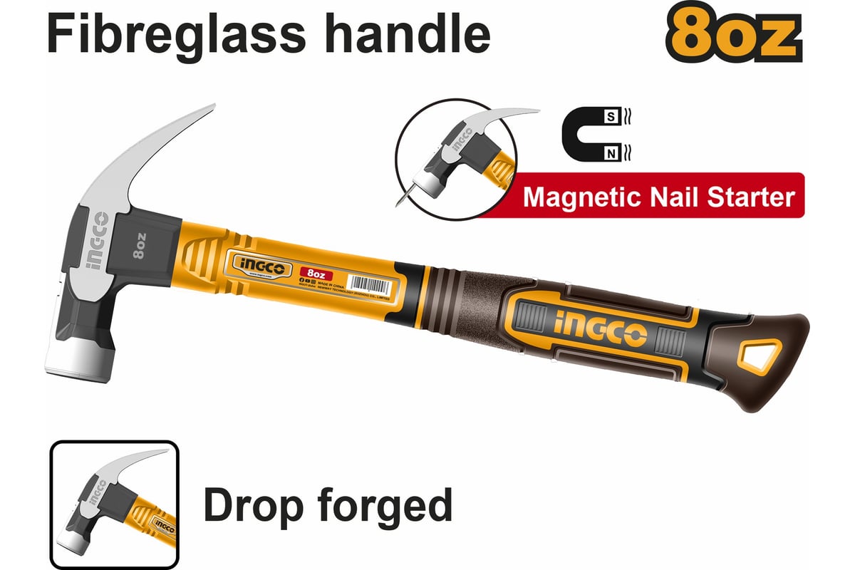Молоток-гвоздодер Ingco SUPER INDUSTRIAL 220 г HCH81008