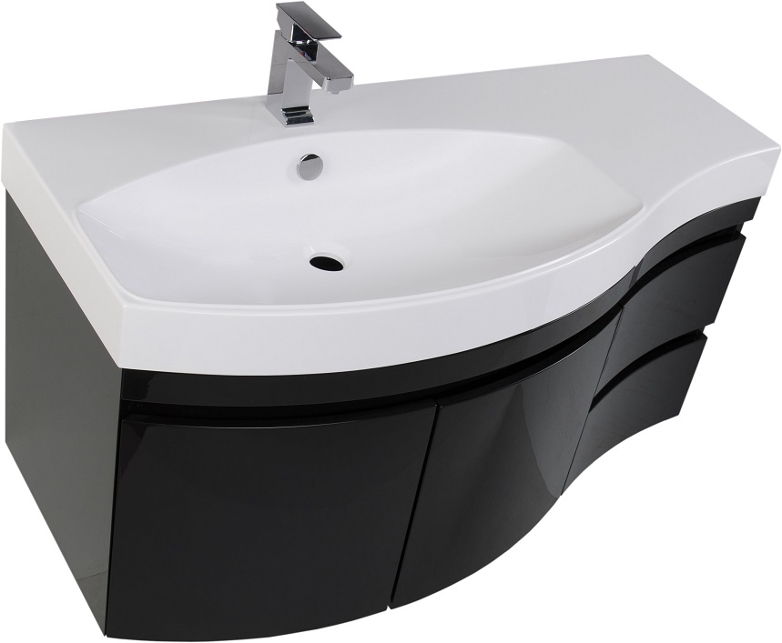Мебель для ванной Aquanet Опера 115 см L, 2 дверцы, черный