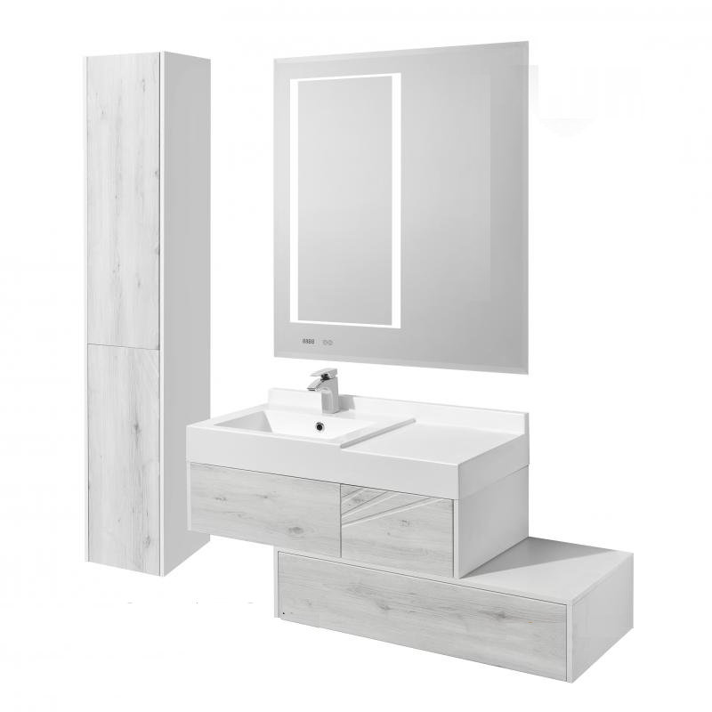 Мебель для ванной Акватон Сакура 100 см, ольха наварра, белый глянец