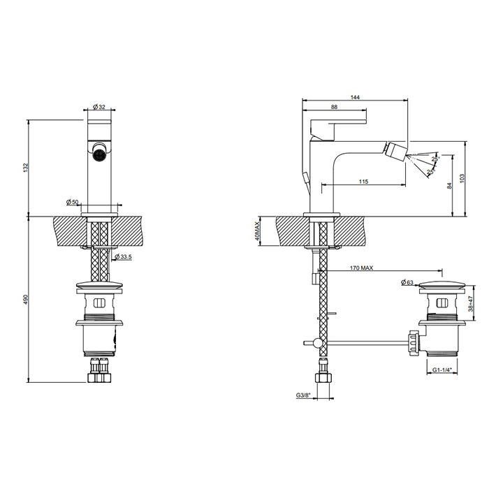 Смеситель для биде Gessi Via Manzoni 38607-149 никель