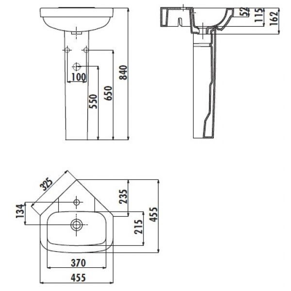 Раковина Creavit Corner VT145 45.5 см