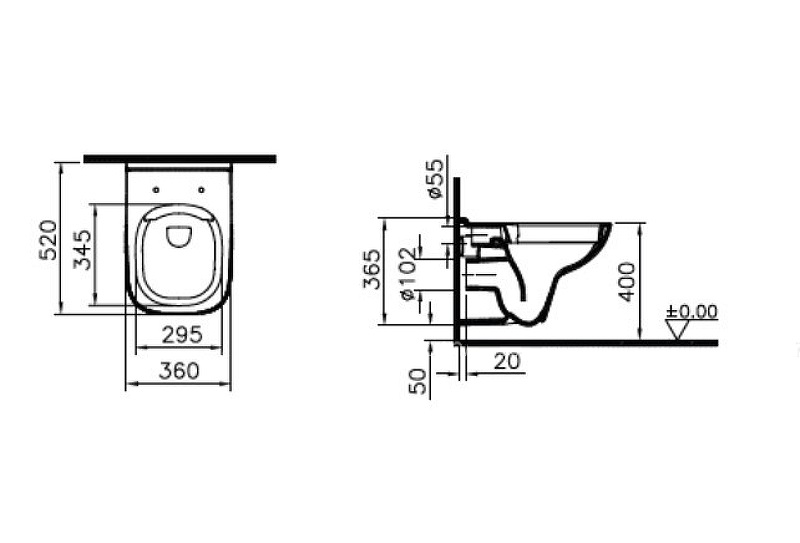 Подвесной унитаз VitrA S20 9004B003-7207 с микролифтом, инсталляцией