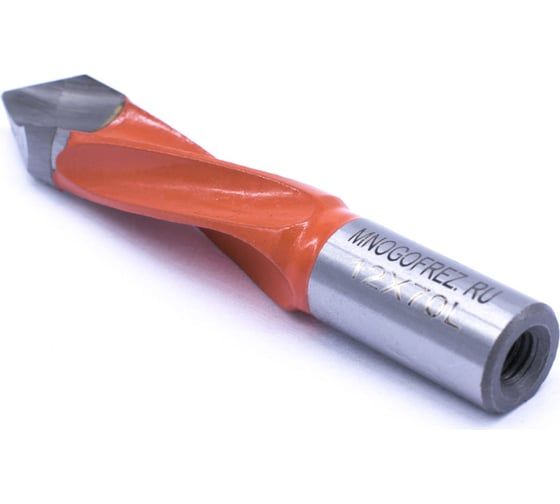 Сверло присадочное сквозное усиленное KJ2-V80208L (12х70 мм; хв-к 10 мм; левое вращение) МНОГОФРЕЗ 6633