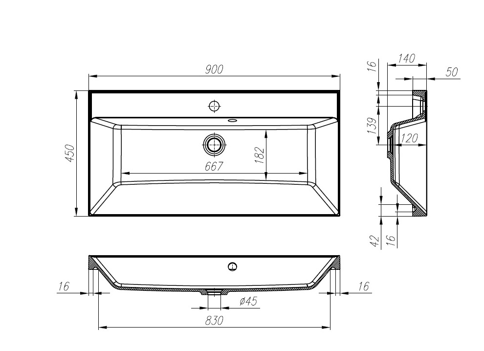 Раковина BelBagno BB900/450-LV-ART-AST-NERO 90 см черный