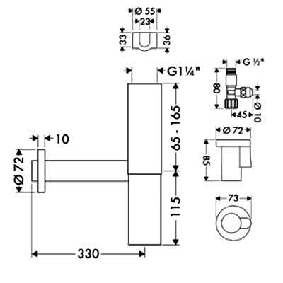 Сифон для раковины Hansgrohe Flowstar 52120000 с переходниками