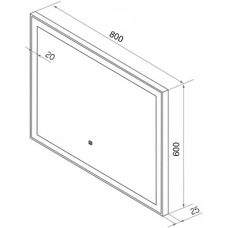 Зеркало Континент Frame Black LED 80x60 см с подсветкой, черный ЗЛП183