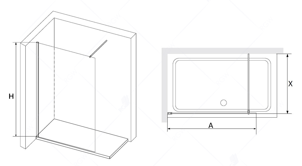 Душевая перегородка RGW Walk In WA-010B 70x195 черный, матовое