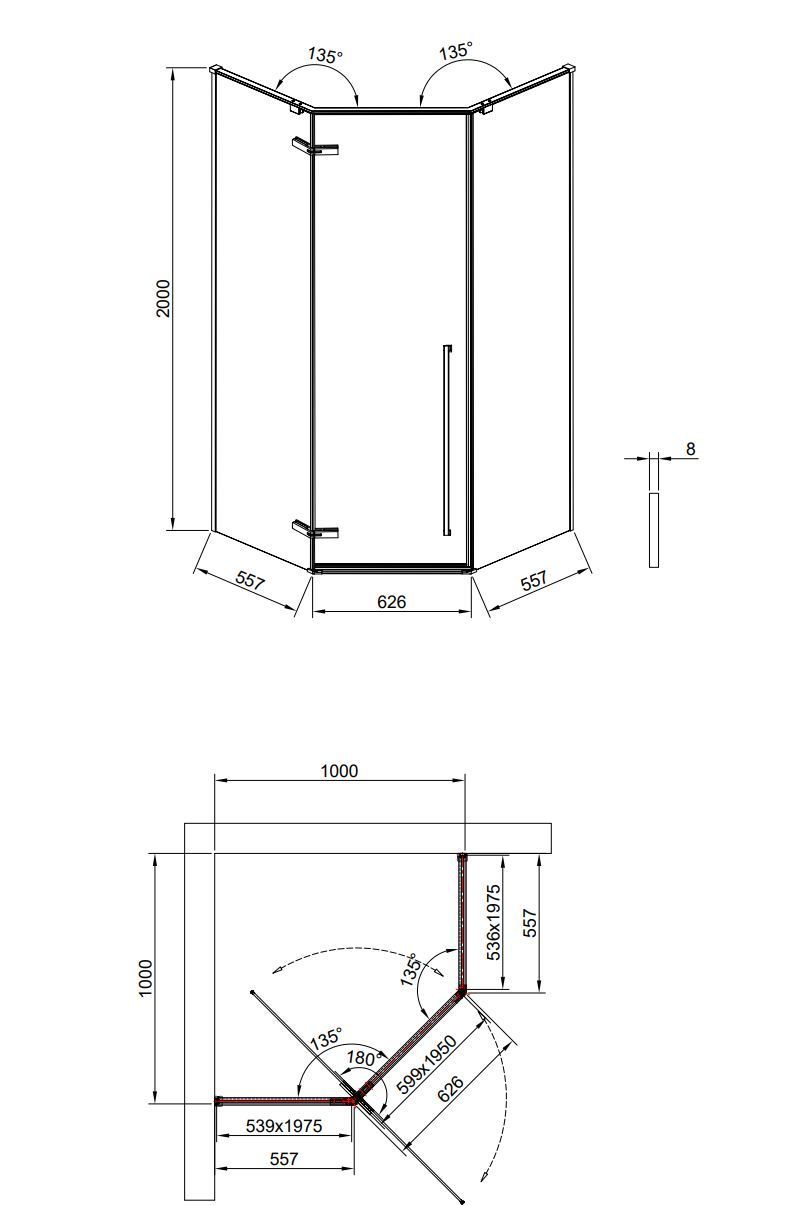 Душевой уголок Timo TTSSP-100/17C-8 100x100 прозрачный, матовое золото T69