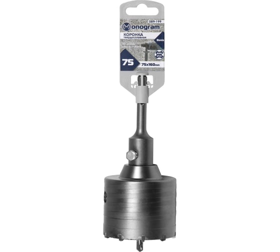 Коронка твердосплавная с адаптером по бетону Basis (75х50х160 мм; SDS-plus) MONOGRAM 089-199
