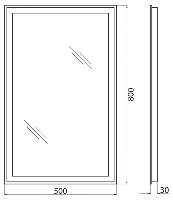 Зеркало BelBagno SPC-GRT-500-800-LED-BTN 50x80 см кнопочный выключатель