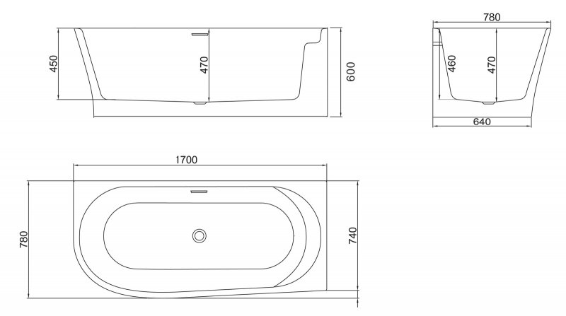 Акриловая ванна BelBagno BB410 R 170x78 белый