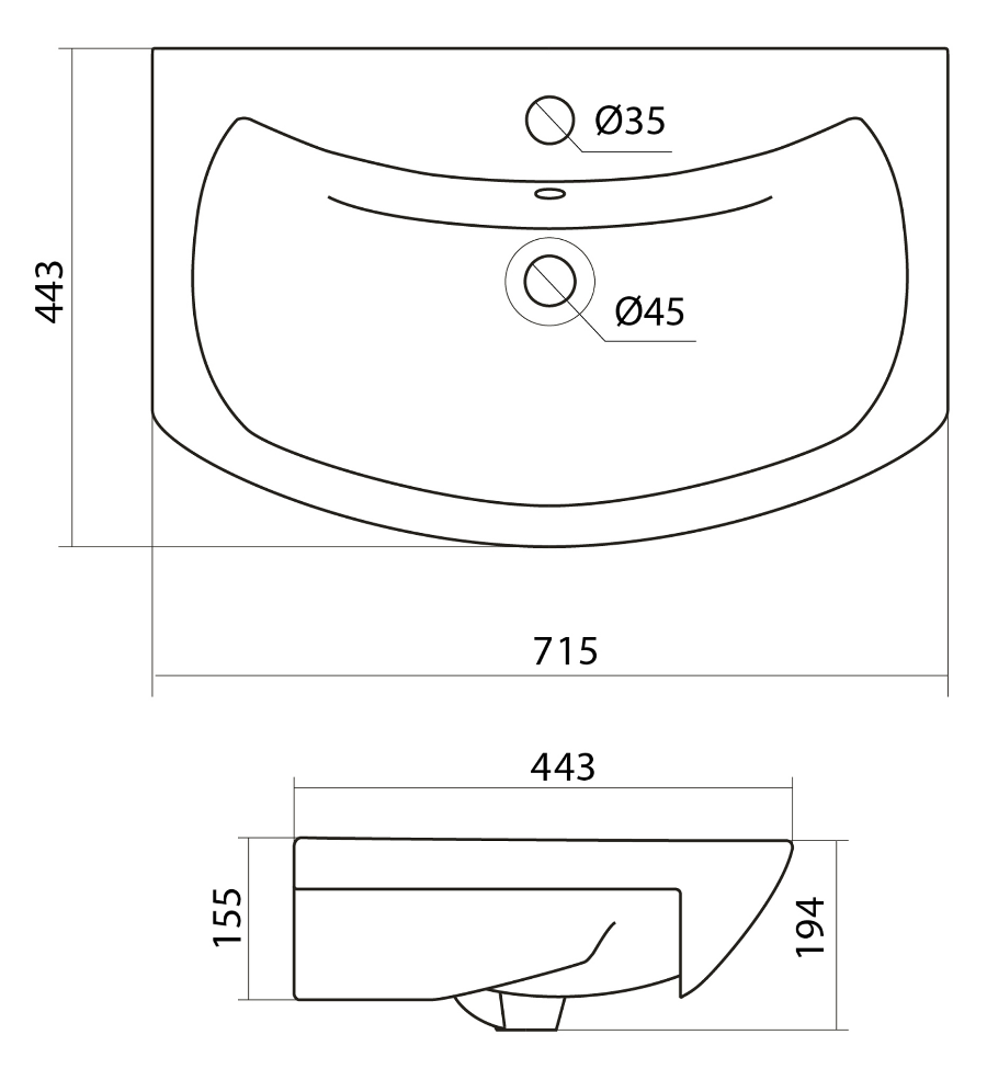 Тумба с раковиной Vigo Wing 70 см напольная, с полкой