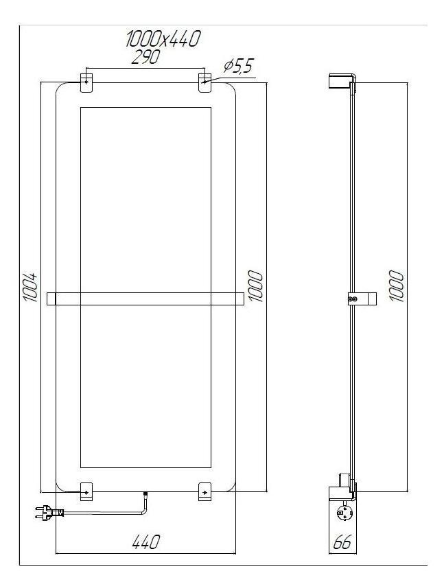 Полотенцесушитель электрический Allen Brau Infinity 100x44 см с рейлингом, черный браш, 00305019