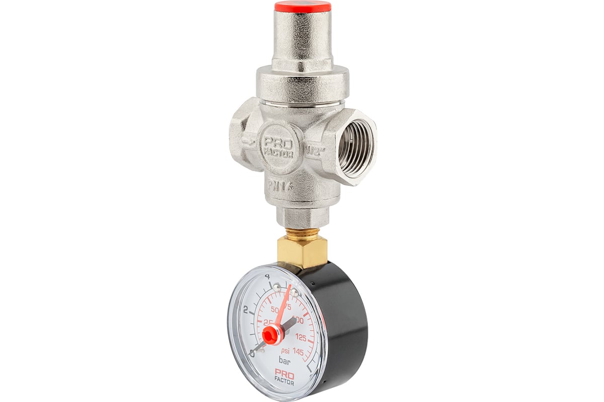 Редуктор давления PROFACTOR поршневой, c манометром 1/2" PF PRV 251.15G