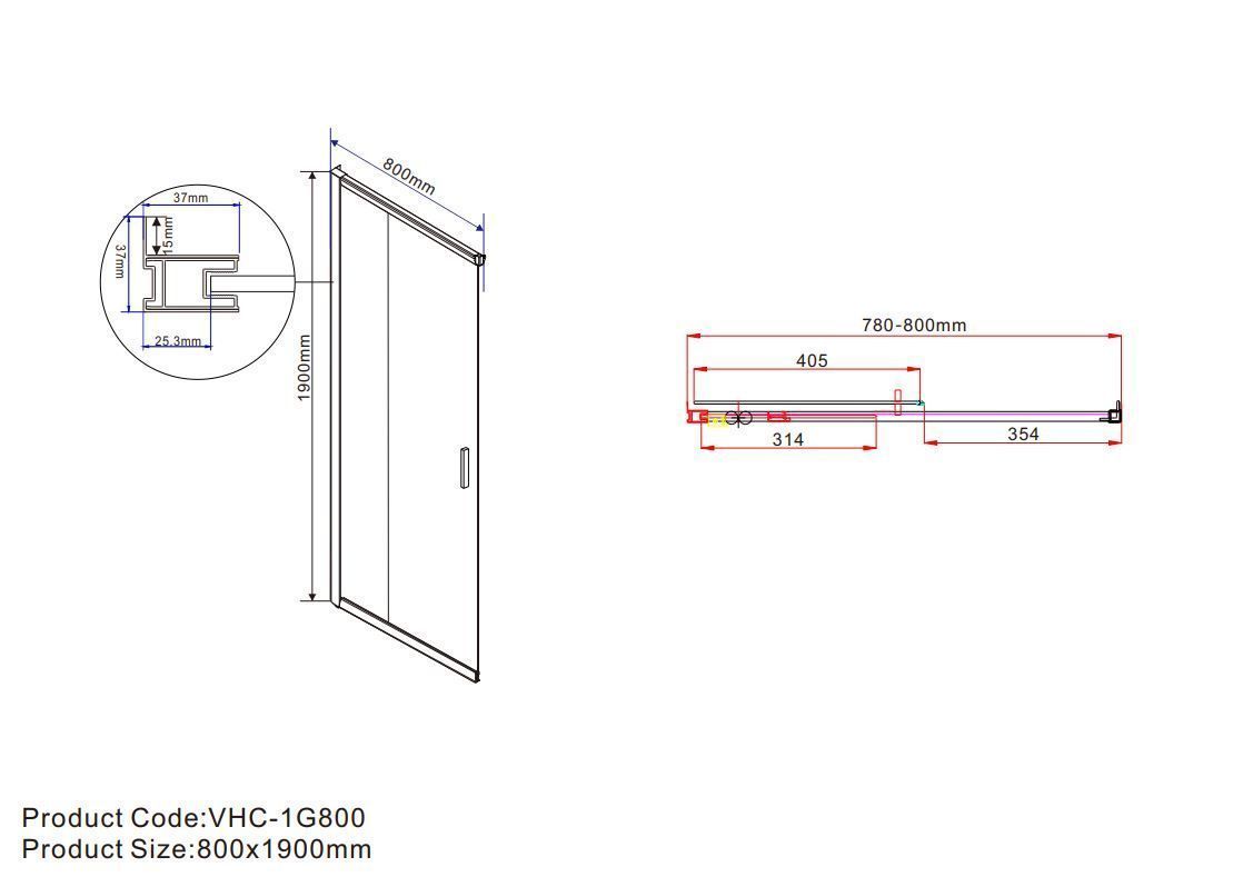 Душевой уголок Vincea Гарда (Garda) VSS-1G80105CL 105x80 хром, прозрачное