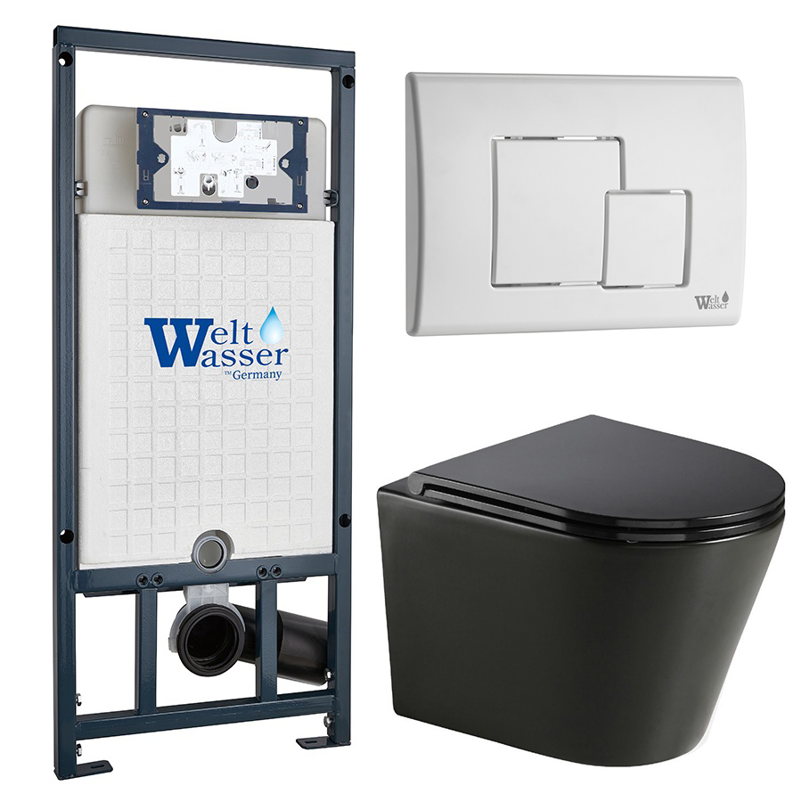 Комплект Weltwasser 10000011084 унитаз Salzbach 041 MT-BL + инсталляция Marberg 507 + кнопка Mar 507 SE GL-WT