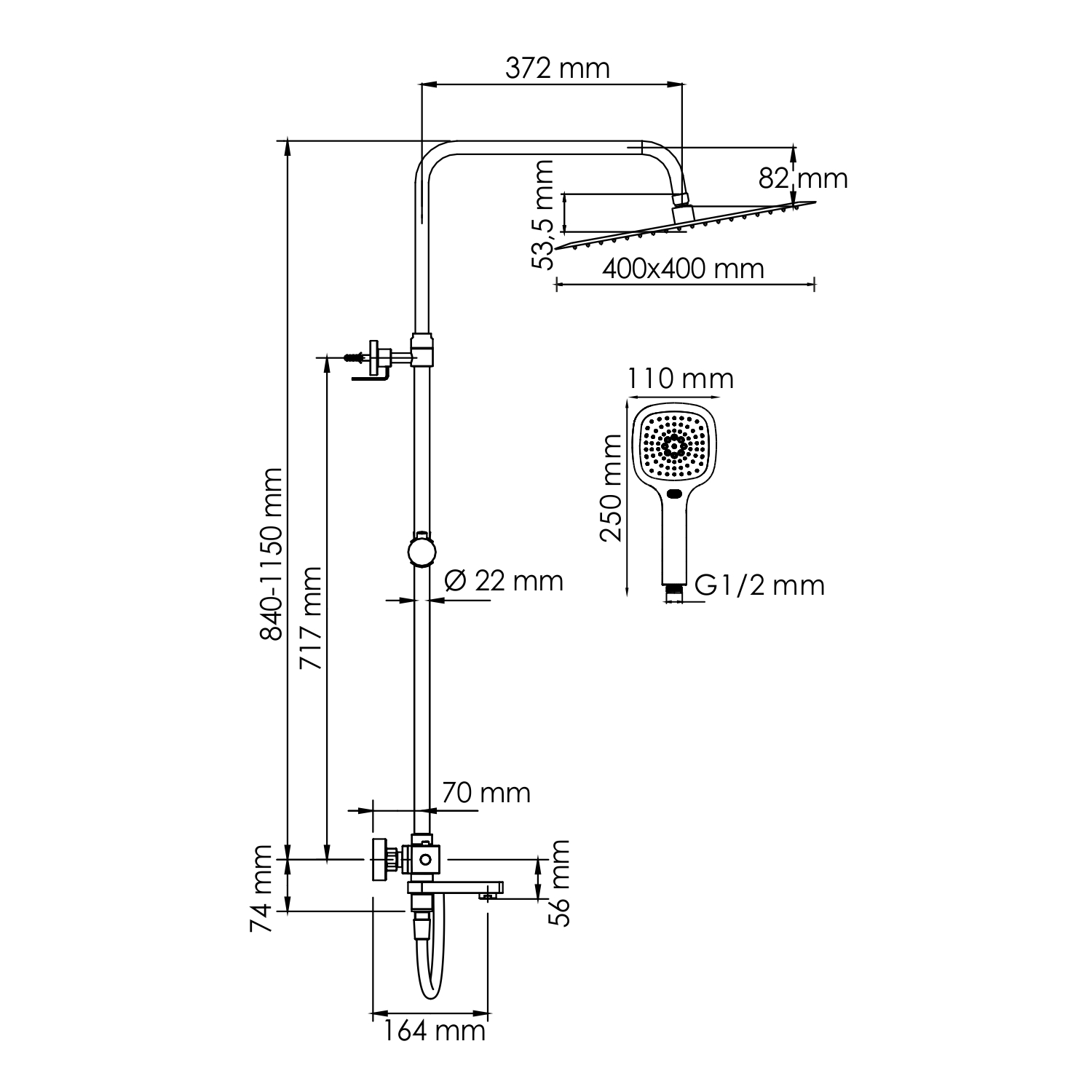 Душевая стойка WasserKRAFT A199.119.065.087.CH Thermo с термостатом, хром