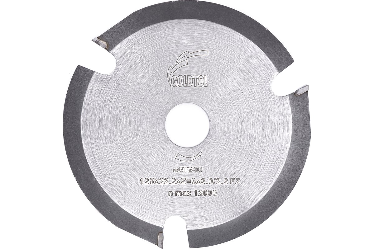 Диск пильный по дереву №GT240 (125х22.23 мм; 3/2.2 мм; 3Z) для УШМ Goldtol 12522-0311