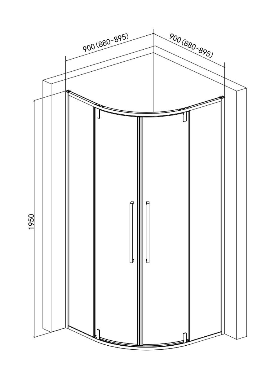 Душевой уголок AQUAme AQM7101-9 90x90 прозрачный, хром