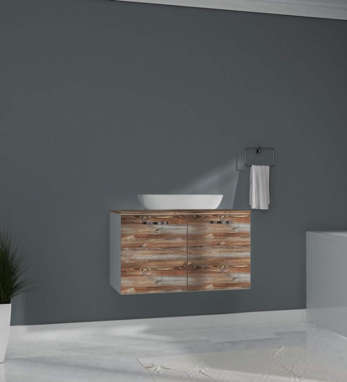 Фасад подвесной тумбы Marka One Mix 60x47 для 2 дв, ЛДСП, дуб намибия