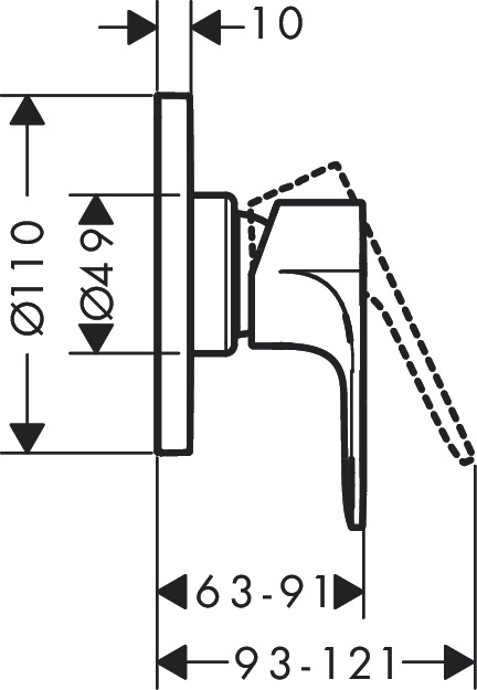 Смеситель для душа Hansgrohe Rebris S 72649000 (внешняя часть) хром