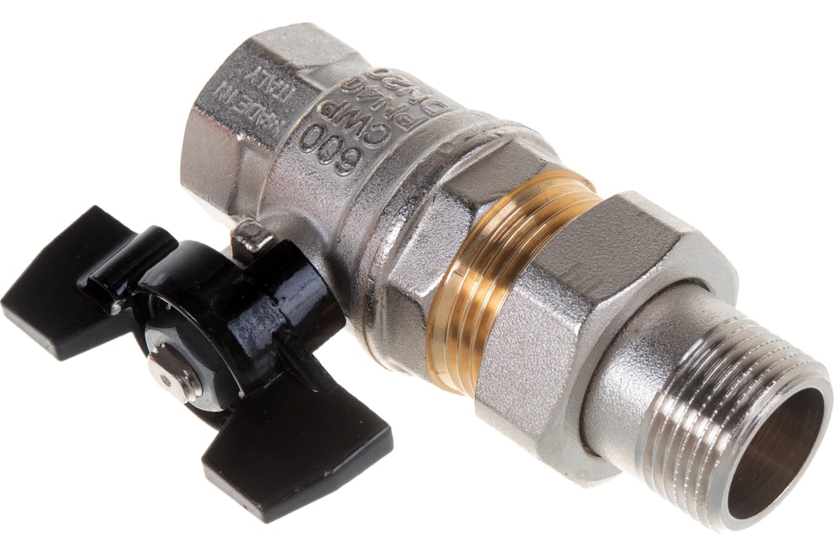 Шаровой кран ELSEN Strong T, 3/4", НВ, ручка-бабочка, с накидной гайкой EV34.3201