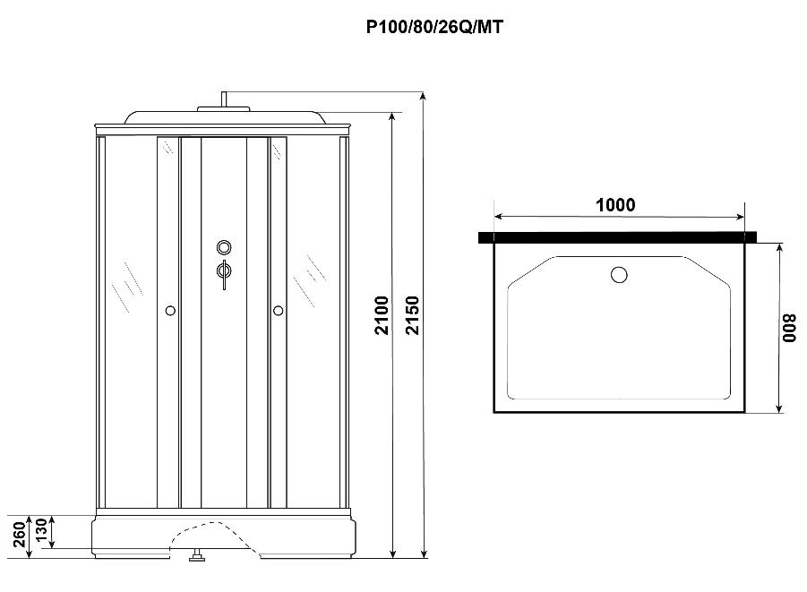 Душевая кабина Niagara Promo P100/80/26Q/MT 100x80 стекло матовое, без г/м