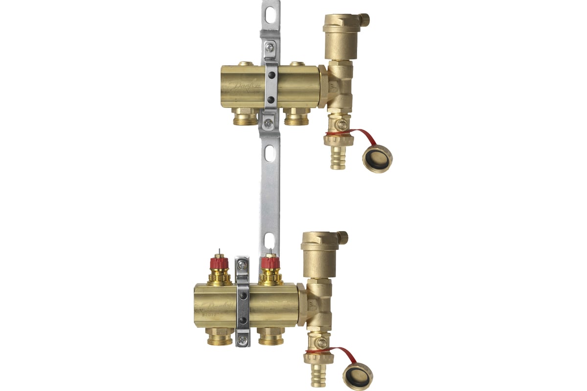 Комплект коллекторов Danfoss FHF-2 set с кронштейнами и воздухоотводчиками 2 контура 088U0702