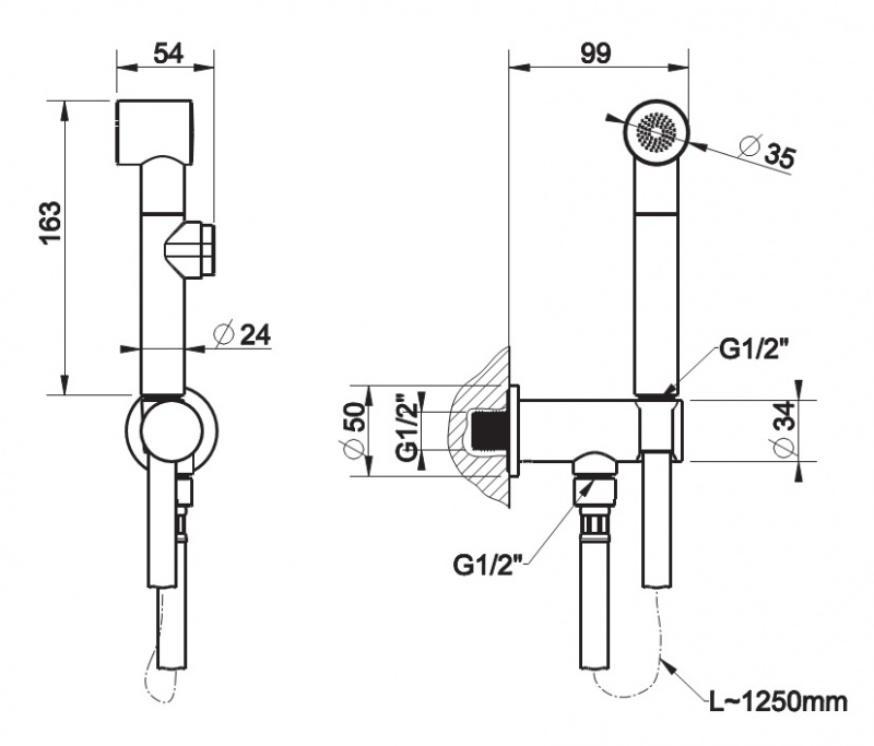 Гигиенический душ Gessi Rettangolo 20021 хром