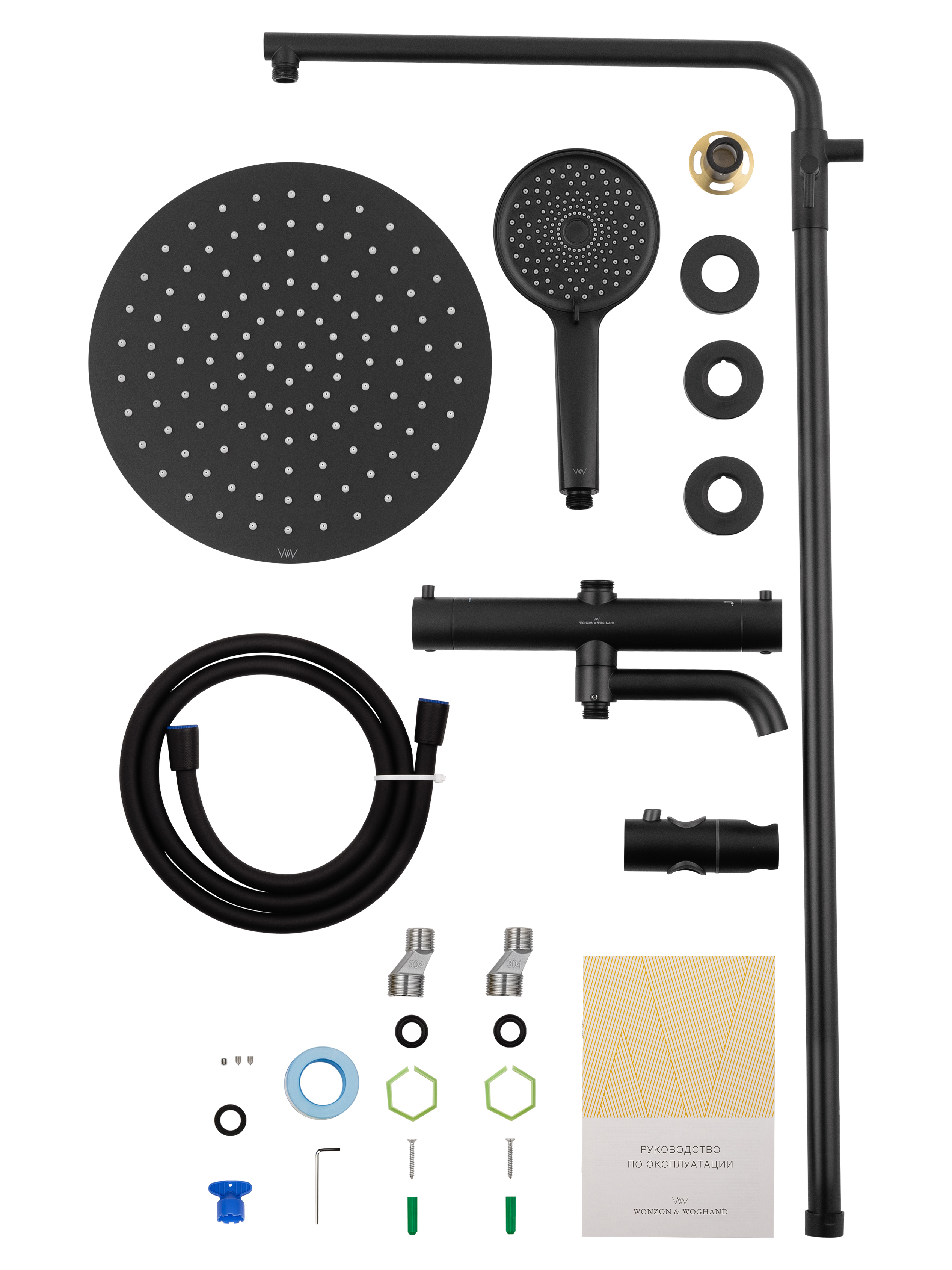 Душевая стойка Wonzon&Woghand Stick WW-88739903-MB термостат, черный матовый