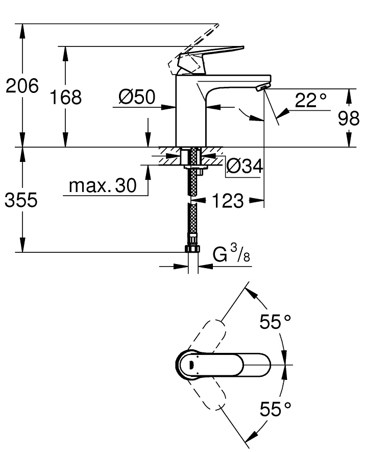 Смеситель для раковины Grohe Eurosmart Cosmopolitan 23327000