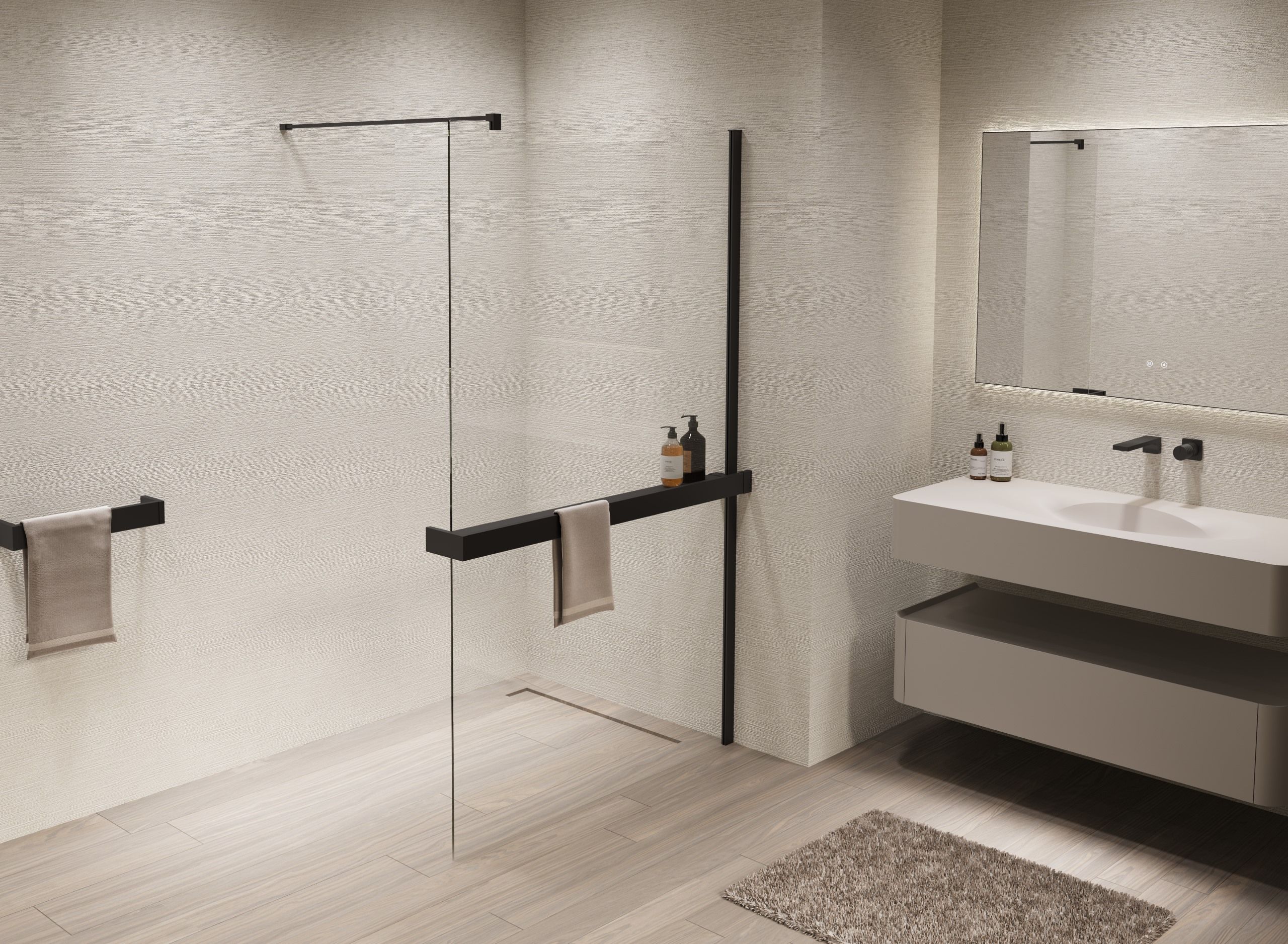 Душевая перегородка Vincea Walk-In VSW-1HR120CLB 120x200 черный матовый, прозрачное