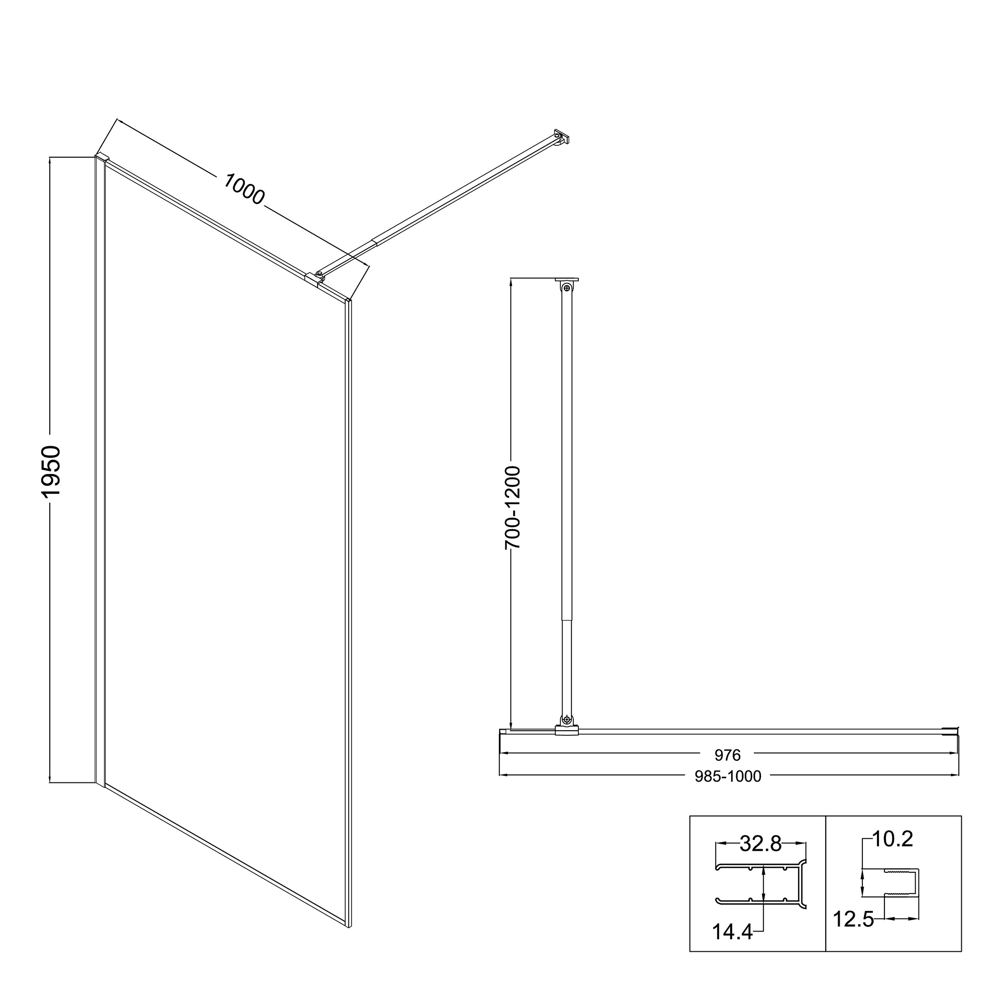 Душевая перегородка Niagara Nova NG-680-10BLACK 100x195 прозрачная с рисунком, профиль черный матовый