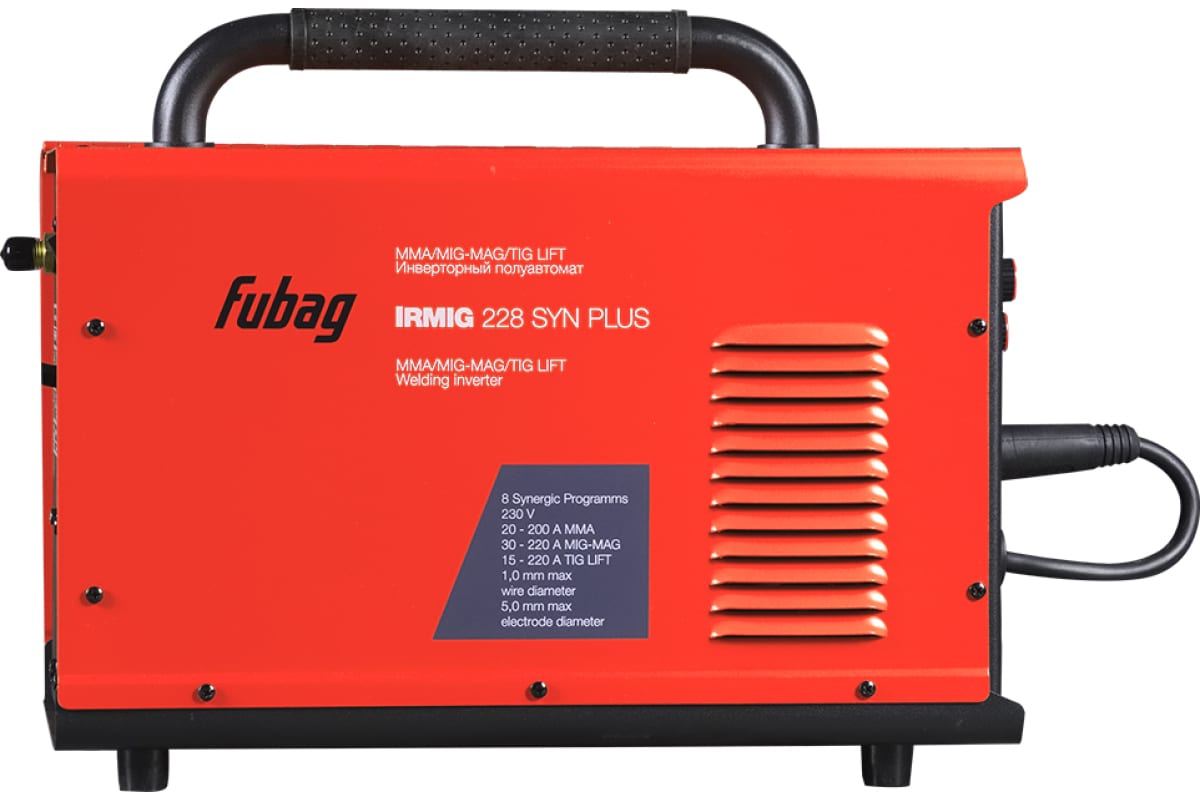 Сварочный полуавтомат Fubag IRMIG 228 SYN PLUS (41381), Маска сварщика Хамелеон IR 9-13N S (38072), Сварочные краги на подкладке красные FWGN 10R (641180) 41381.4