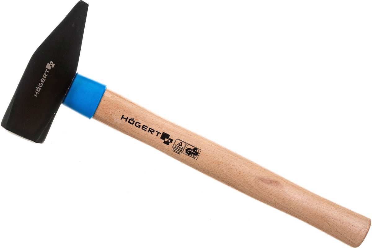 Слесарный молоток Hoegert Technik кованый, 2000 г, с деревянной рукояткой HT3B020
