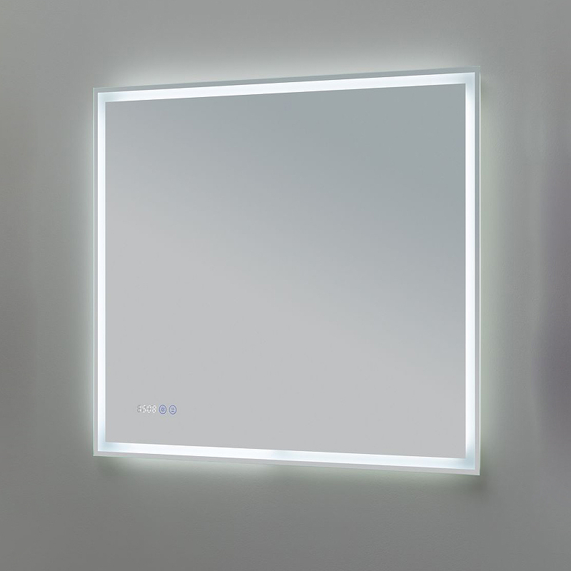 Зеркало Aquanet Оптима 80x75 см с подсветкой, антипар, часы 00288965