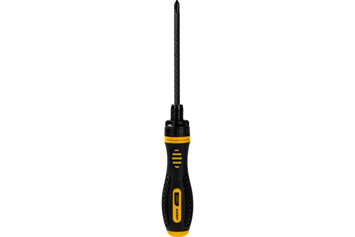 Двухсторонняя отвертка Deli DL626011 с трещоткой, PH2+SL6x180 мм 98383