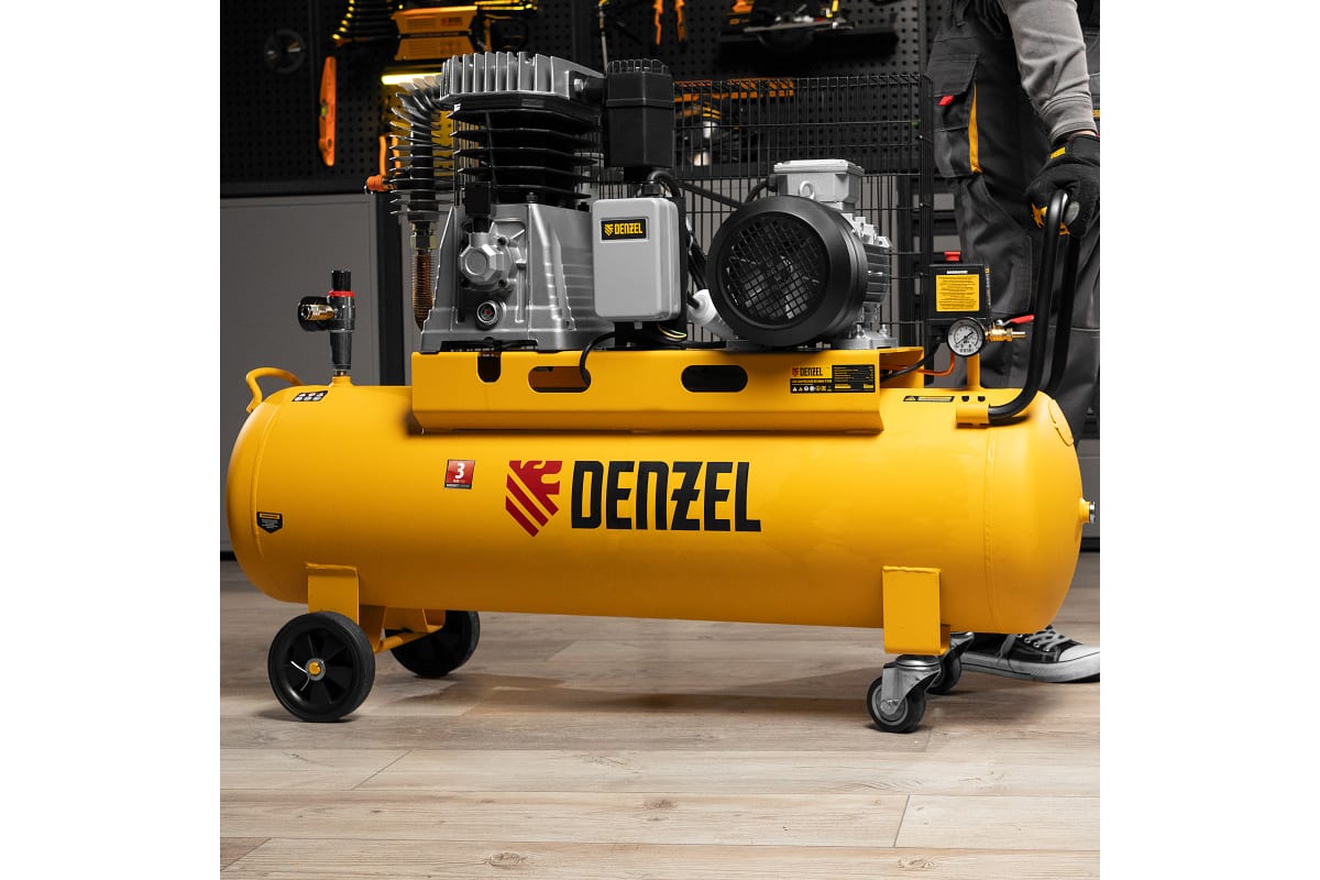 Воздушный компрессор Denzel BCI4000-T/100 ременной привод, 4,0 кВт, 100 литров, 690 л/мин 58123