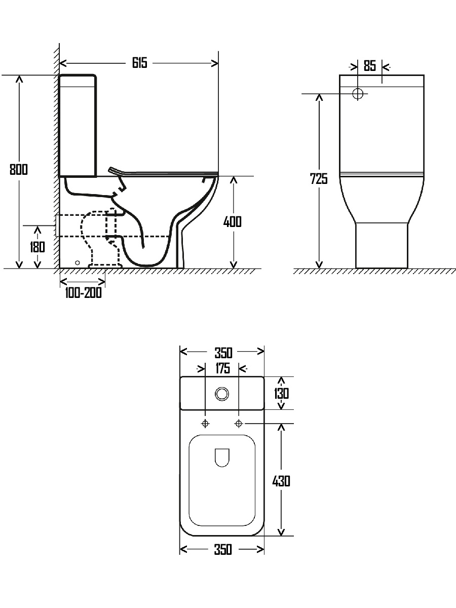 Унитаз-компакт AQUAme AQM1004 / AQM1102 безободковый, с микролифтом