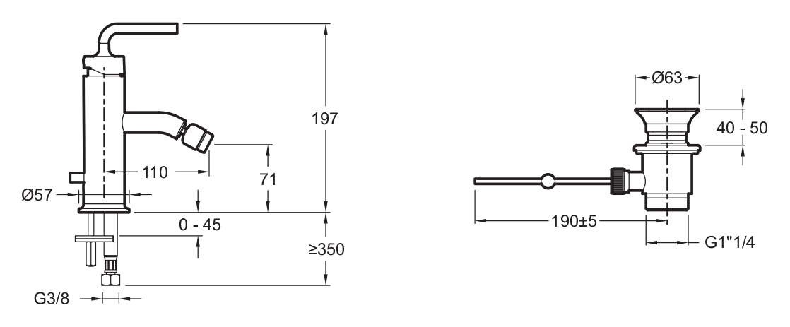 Смеситель для биде Jacob Delafon Purist E14434-4A-CP