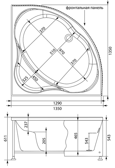 Акриловая ванна Aquanet Vitoria 135x135