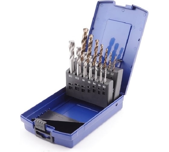 Набор машинных метчиков GSR From RSP35 HSSE DIN371/376 M3-M10/M12 Silver 14 предметов BRB09100300