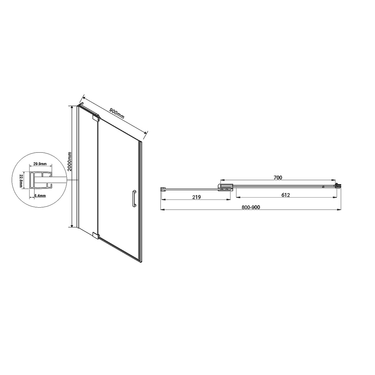 Душевая дверь Vincea Extra VDP-1E 80/90x200 хром, прозрачная