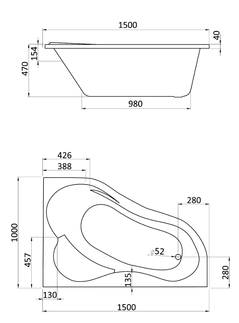 Фронтальная панель Santek Ибица 150x100 L/R