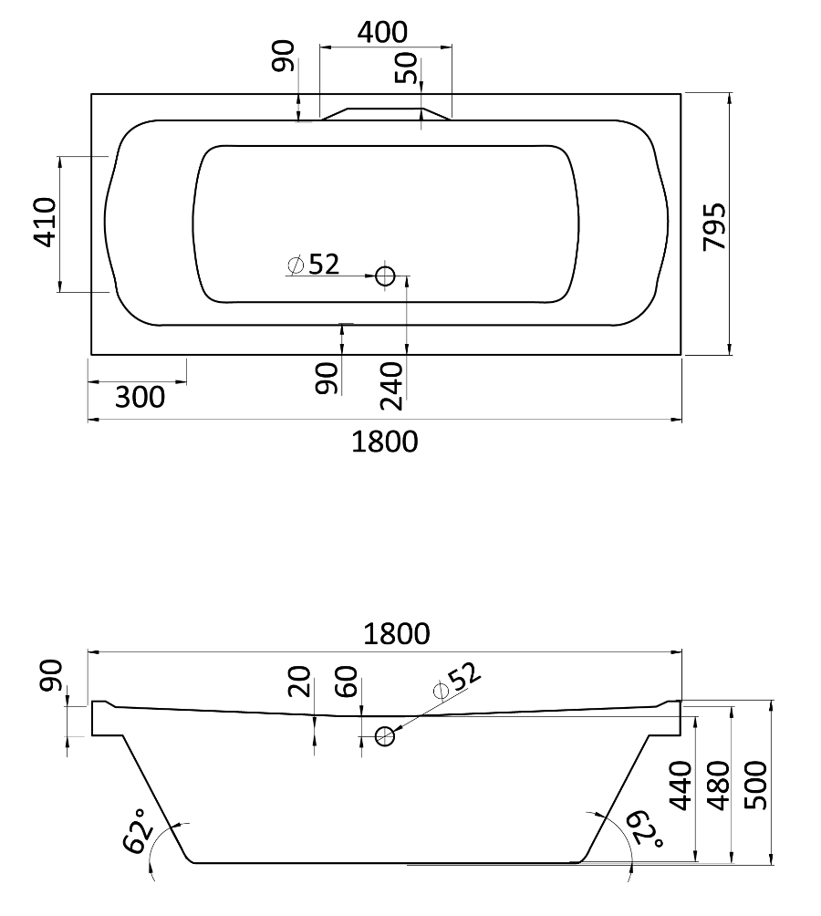 Боковая панель Santek Корсика 180x80 R