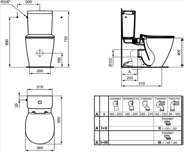 Унитаз-компакт Ideal Standard Connect AquaBlade/CUBE E042901